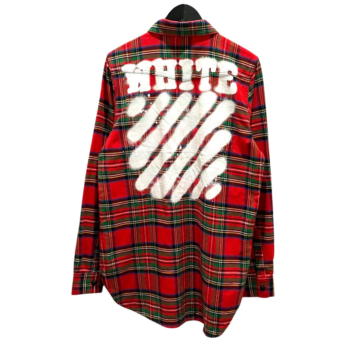 OFFWHITE バックプリントチェックシャツ 古着・中古-2枚目のアイテム画像
