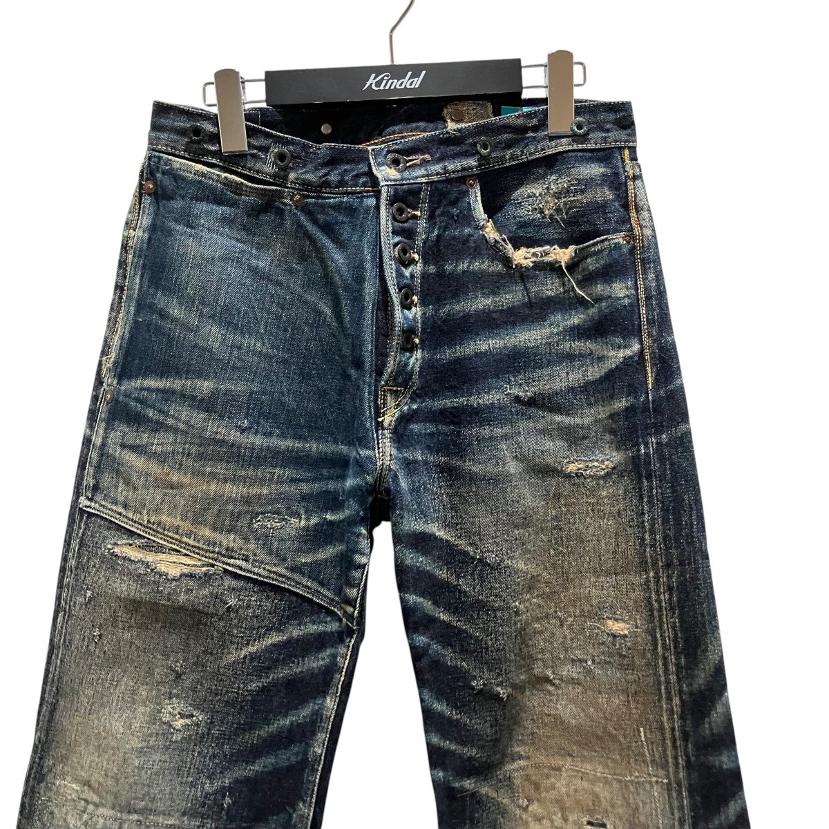 KAPITAL LEGS期吊りボタン付きデニムパンツT104 古着・中古-3枚目のアイテム画像