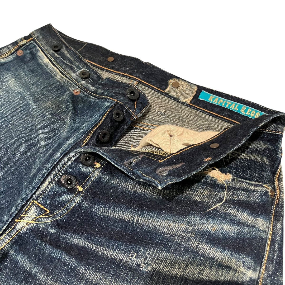 KAPITAL LEGS期吊りボタン付きデニムパンツT104 古着・中古-5枚目のアイテム画像