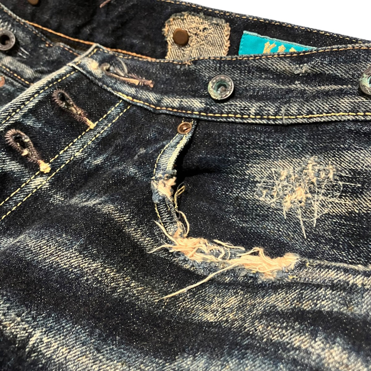 KAPITAL LEGS期吊りボタン付きデニムパンツT104 古着・中古-8枚目のアイテム画像