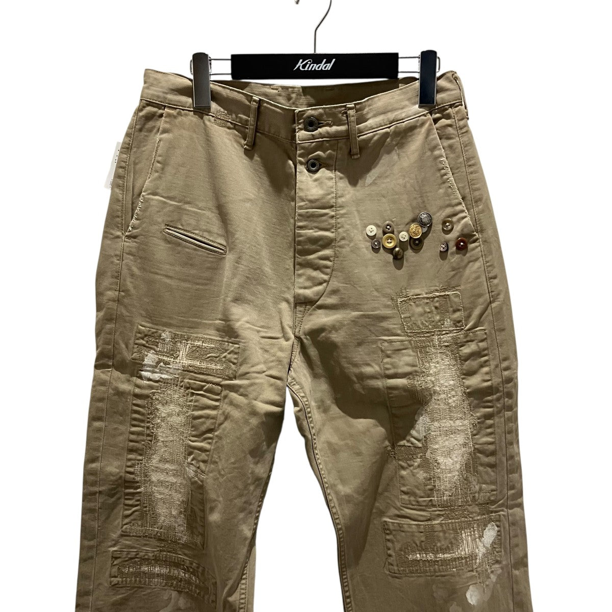 KAPITAL ボタン付き刺し子ワークパンツ 古着・中古-3枚目のアイテム画像