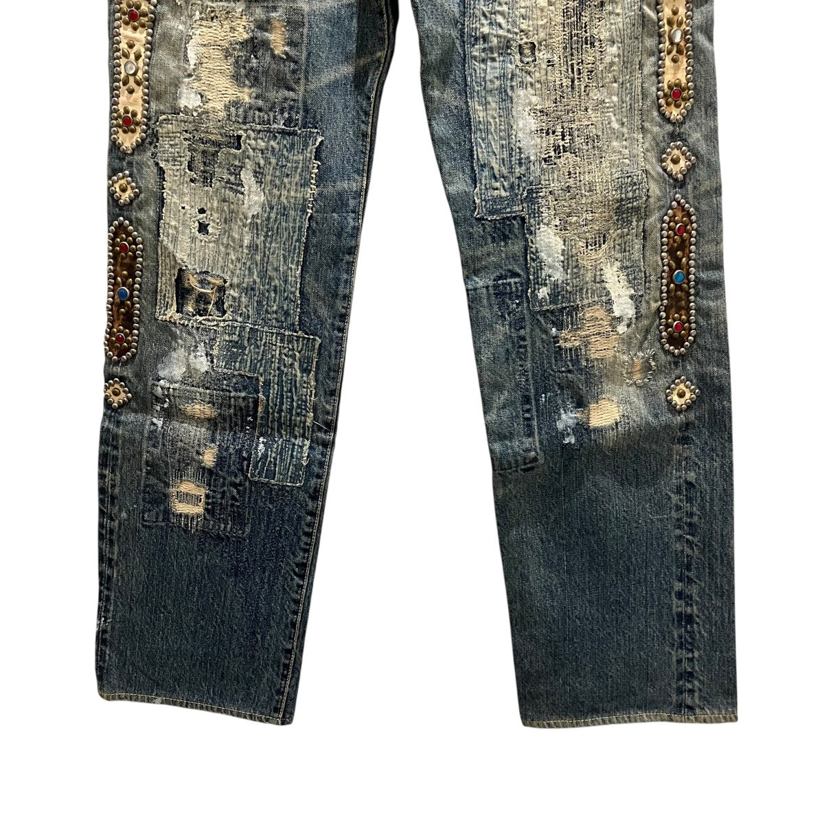 KAPITAL フロントスタッズダメージデニムパンツ 古着・中古-4枚目のアイテム画像