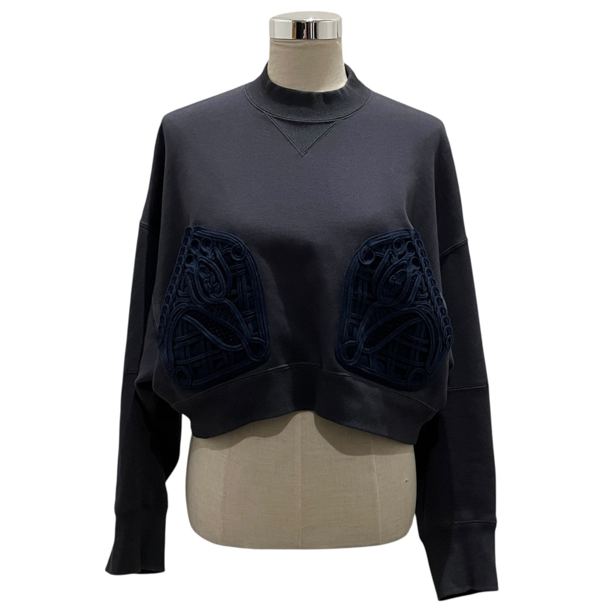mame kurogouchi 25SS【Cording Embroidery Cropped Sweatshirt】スウェットMM25SS-JS051 古着・中古-1枚目のアイテム画像