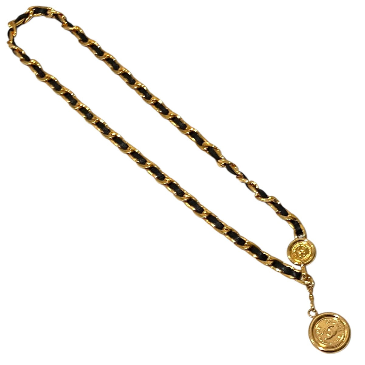 CHANEL ヴィンテージシャネルチェーン ベルト 96cm ジャンクオマケ付 CHANEL(シャネル) ヴィンテージ チェーンベルト ブラック×ゴールド
