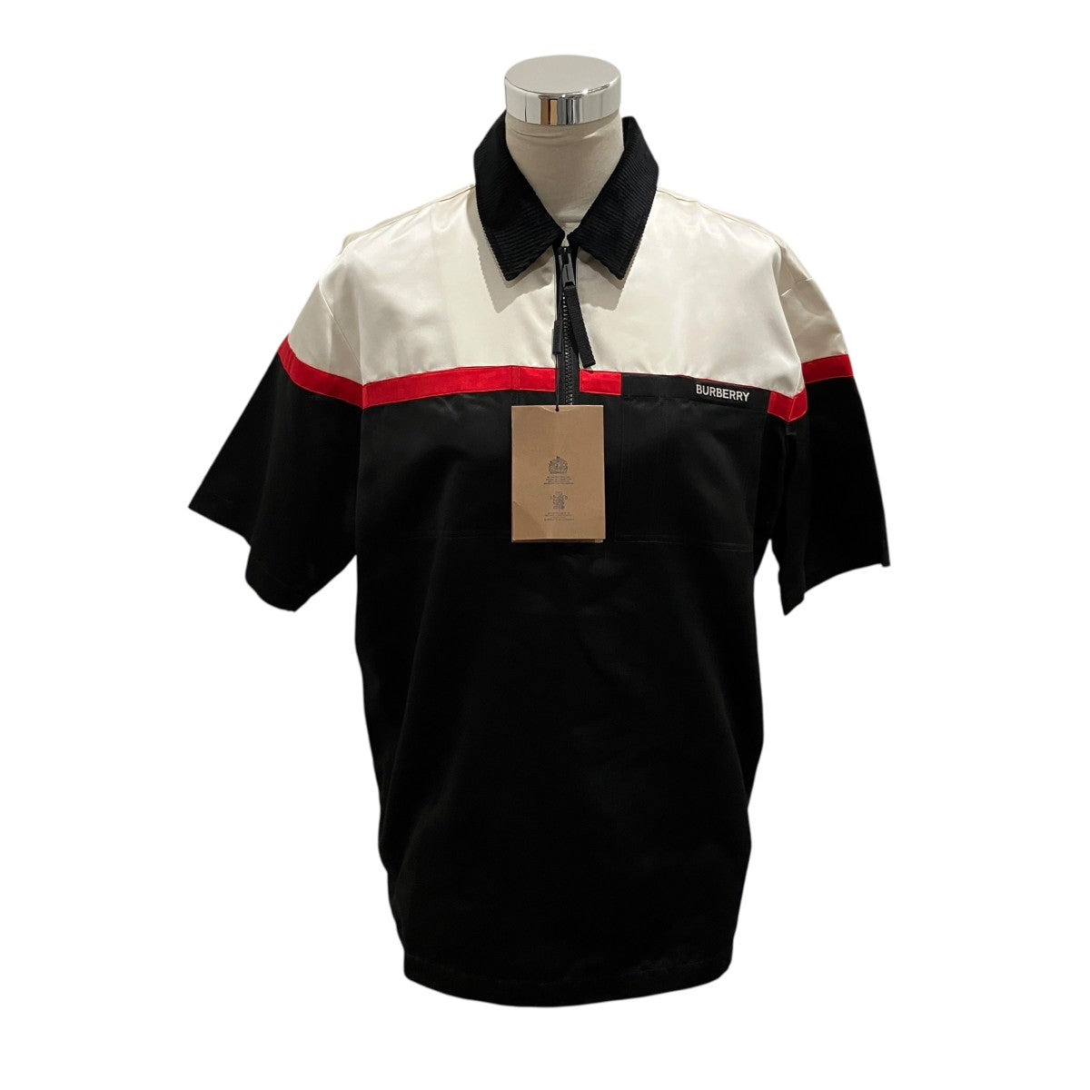 BURBERRY ハーフジップ半袖サテンボーリングシャツ4566933 古着・中古-1枚目のアイテム画像