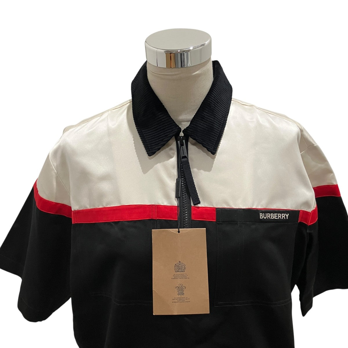 BURBERRY ハーフジップ半袖サテンボーリングシャツ4566933 古着・中古-3枚目のアイテム画像