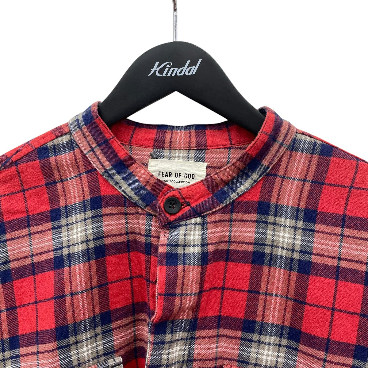 バンドカラー長袖チェックシャツSIXTH COLLECTION