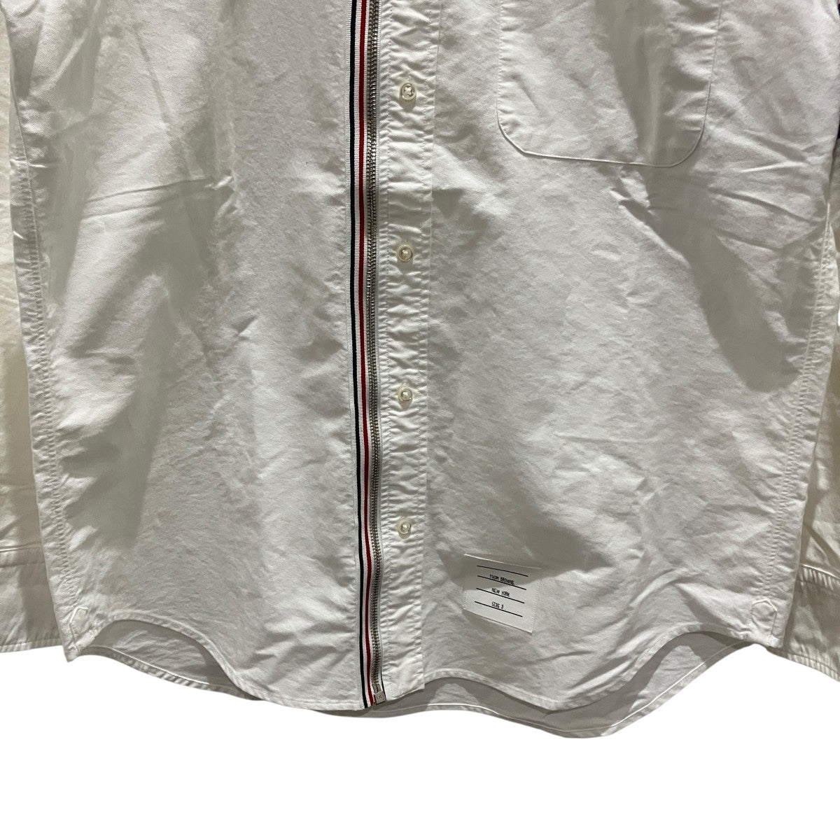 Thom Browne 【White Oxford Zip-Front 4-Bar Shirts】ジップアップシャツMWL275A-03143960 古着・中古-4枚目のアイテム画像