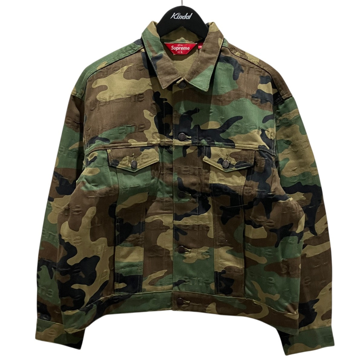 【JACQARED LOGOS DENIM TRUCKER JACKET】デニムジャケット