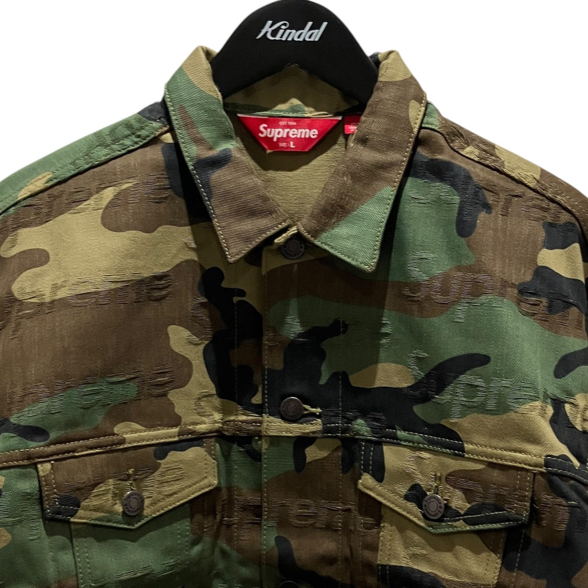 【JACQARED LOGOS DENIM TRUCKER JACKET】デニムジャケット