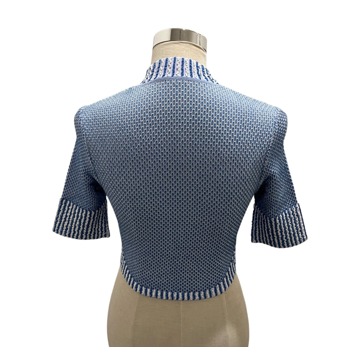 24SS【Spots Pattern Knitted Croped Top】7分袖ブラウスMM24SS-KN058