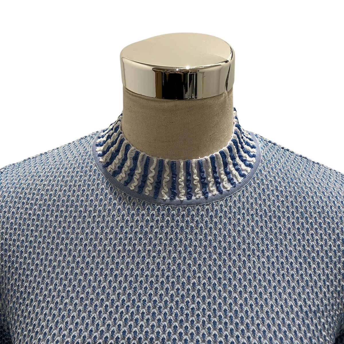 24SS【Spots Pattern Knitted Croped Top】7分袖ブラウスMM24SS-KN058
