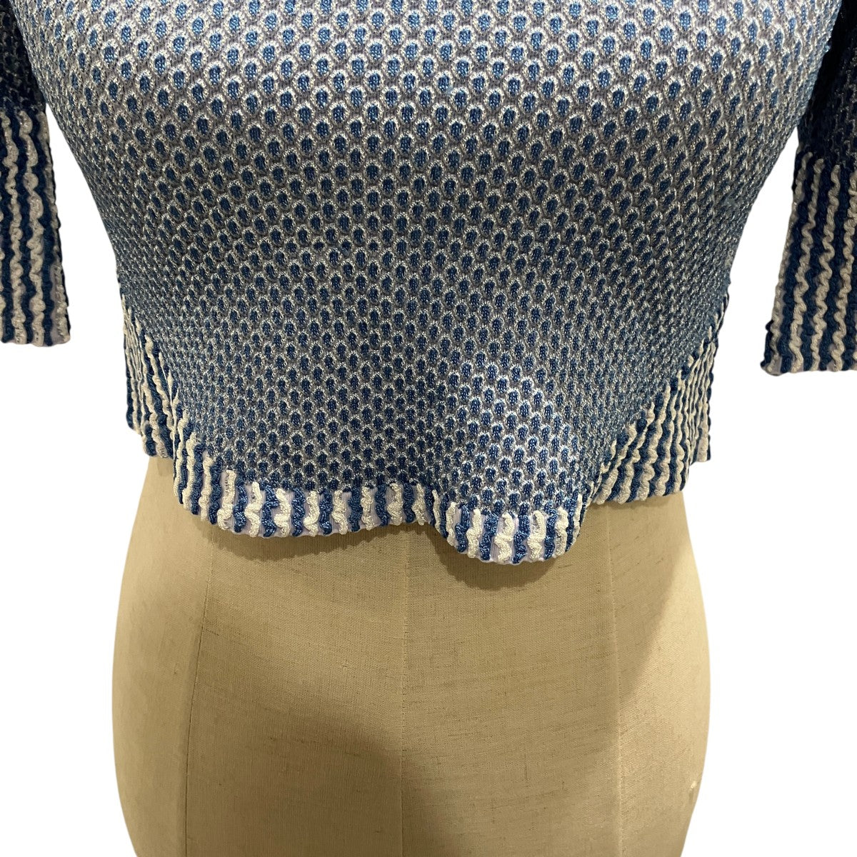 24SS【Spots Pattern Knitted Croped Top】7分袖ブラウスMM24SS-KN058