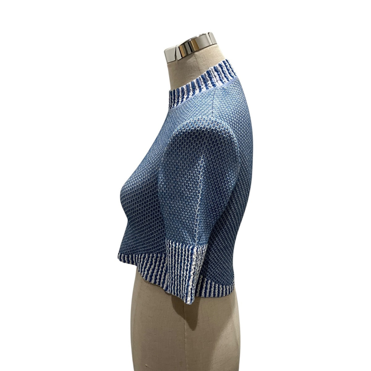 24SS【Spots Pattern Knitted Croped Top】7分袖ブラウスMM24SS-KN058