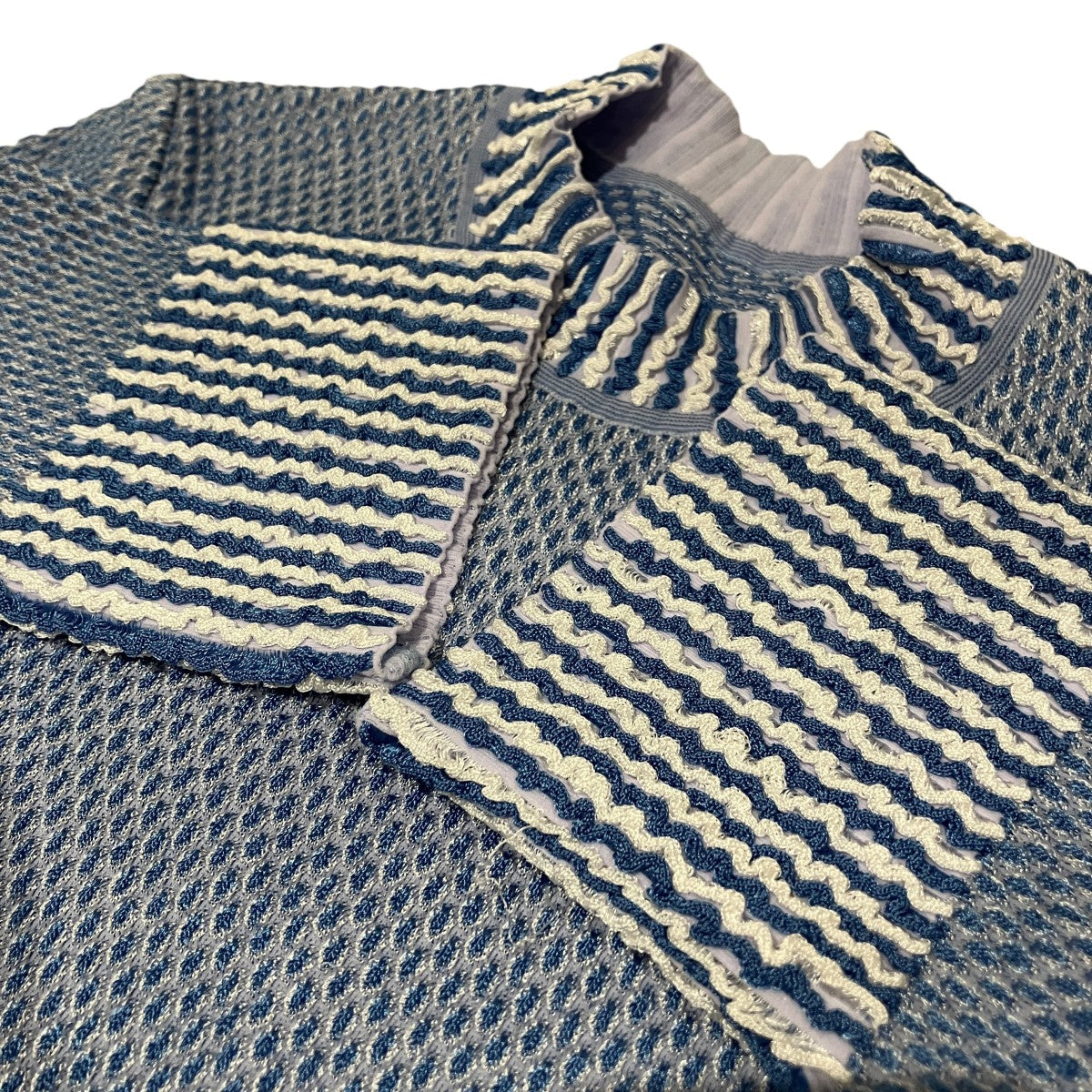 24SS【Spots Pattern Knitted Croped Top】7分袖ブラウスMM24SS-KN058