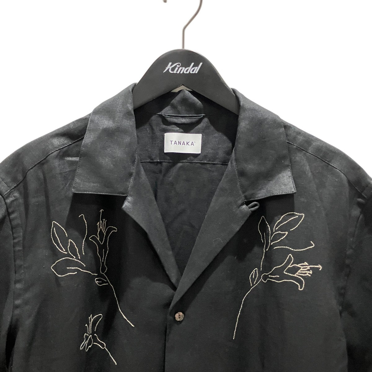 26SS【THE SHIRTS BLACK LINEN EMBROIDERY】半袖刺繍シャツST-257IT-BLE