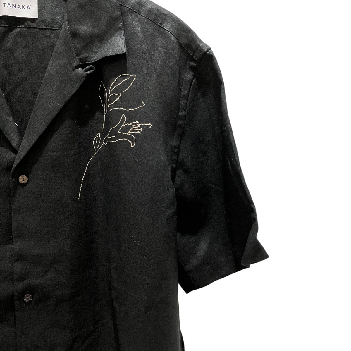 26SS【THE SHIRTS BLACK LINEN EMBROIDERY】半袖刺繍シャツST-257IT-BLE