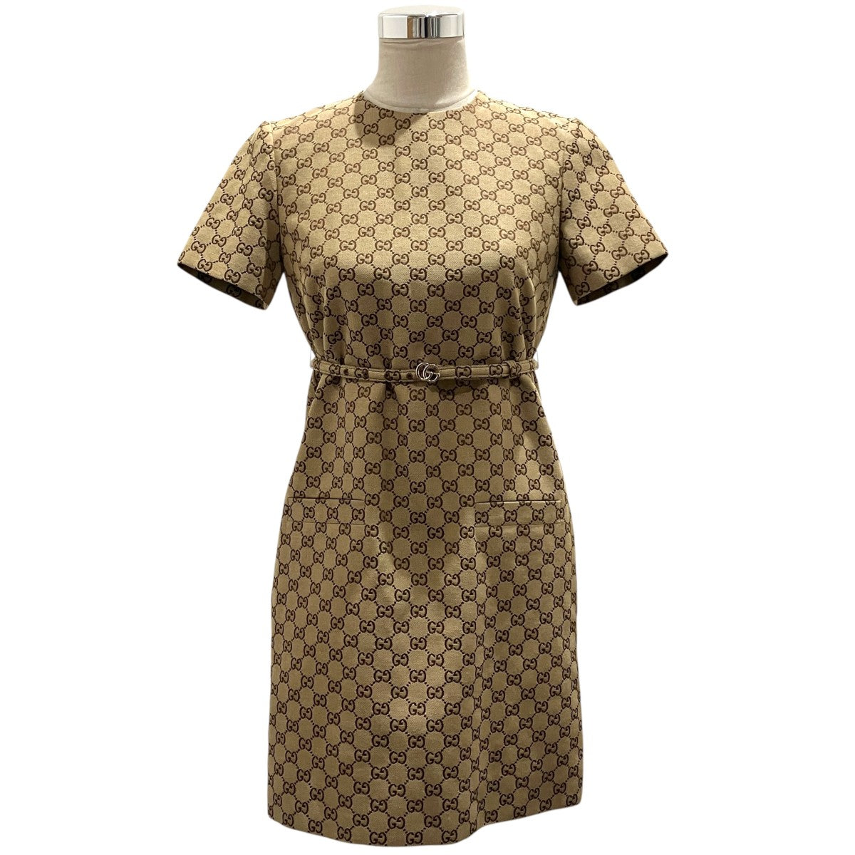 【Horsebit Print Short Sleeve Dress】GGジャカード ベルト付ワンピース797356 Z8BUC