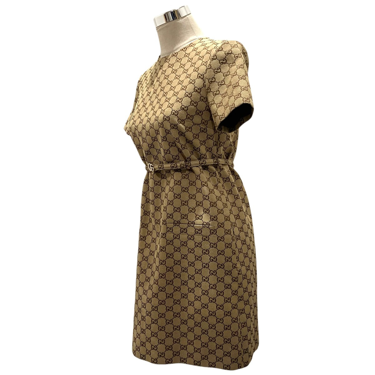 【Horsebit Print Short Sleeve Dress】GGジャカード ベルト付ワンピース797356 Z8BUC