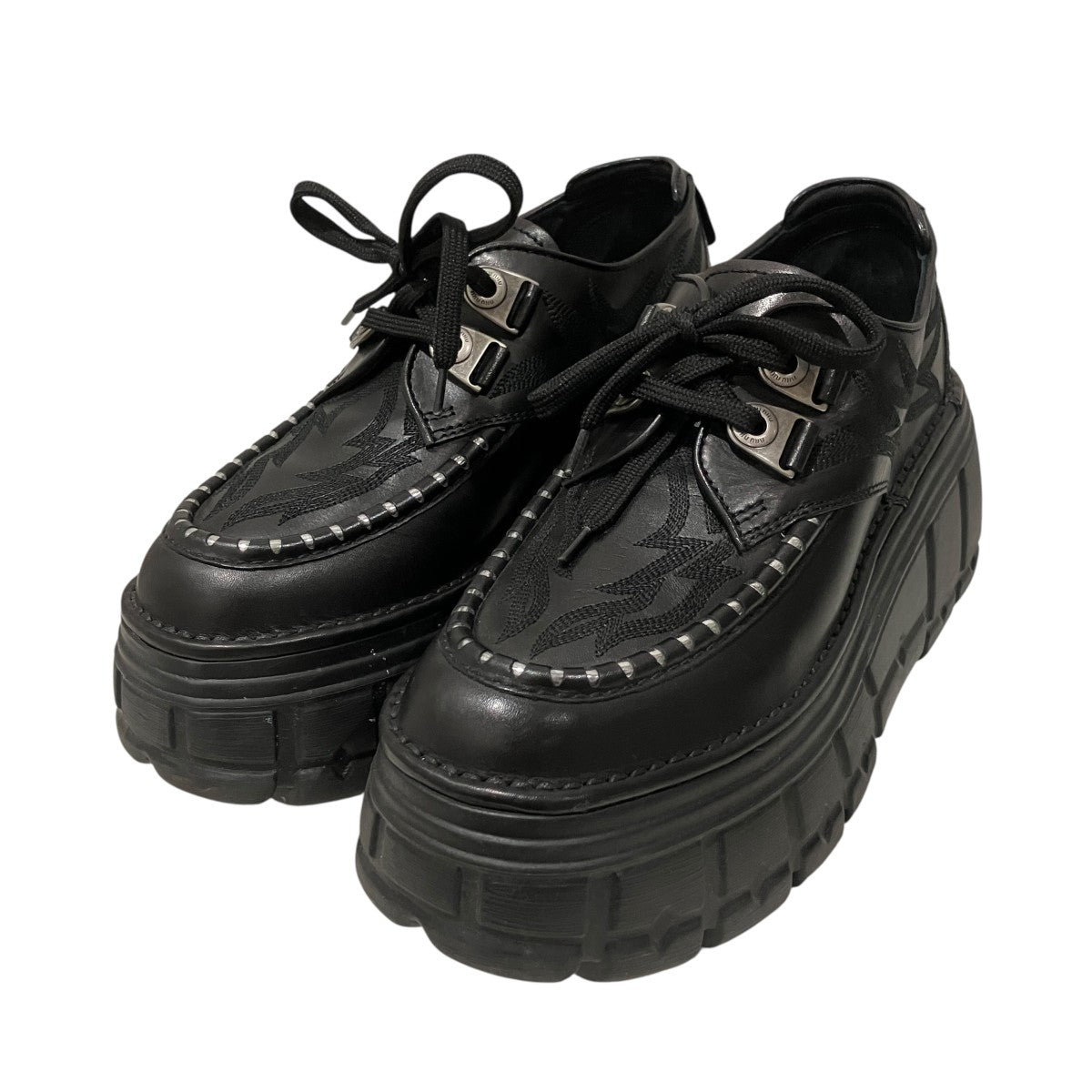 MIU MIU 【CALZATURE DONNA】厚底レザーシューズ5E625D 古着・中古-1枚目のアイテム画像