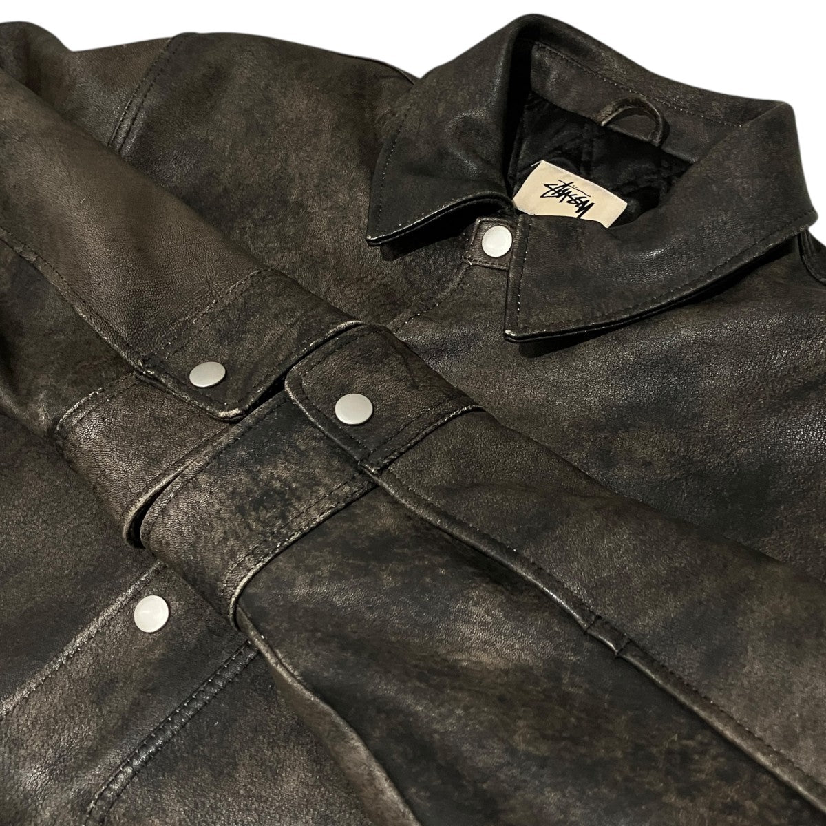 stussy 24SS【LEATHER OVERSHIRT】レザージャケット1110314 古着・中古-5枚目のアイテム画像
