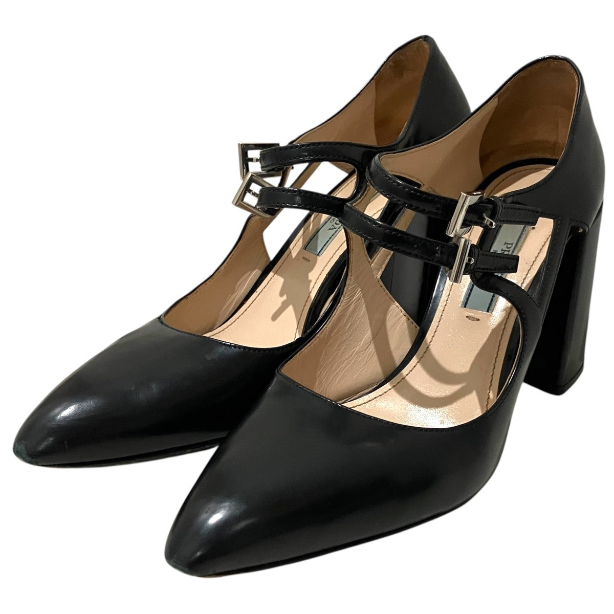 PRADA ダブルベルトレザーパンプス 古着・中古-1枚目のアイテム画像