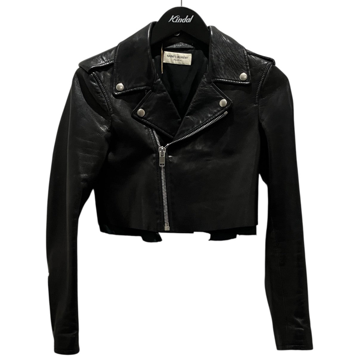 Saint Laurent Paris 短丈レザーライダースジャケット471464 Y5OA2 古着・中古-1枚目のアイテム画像