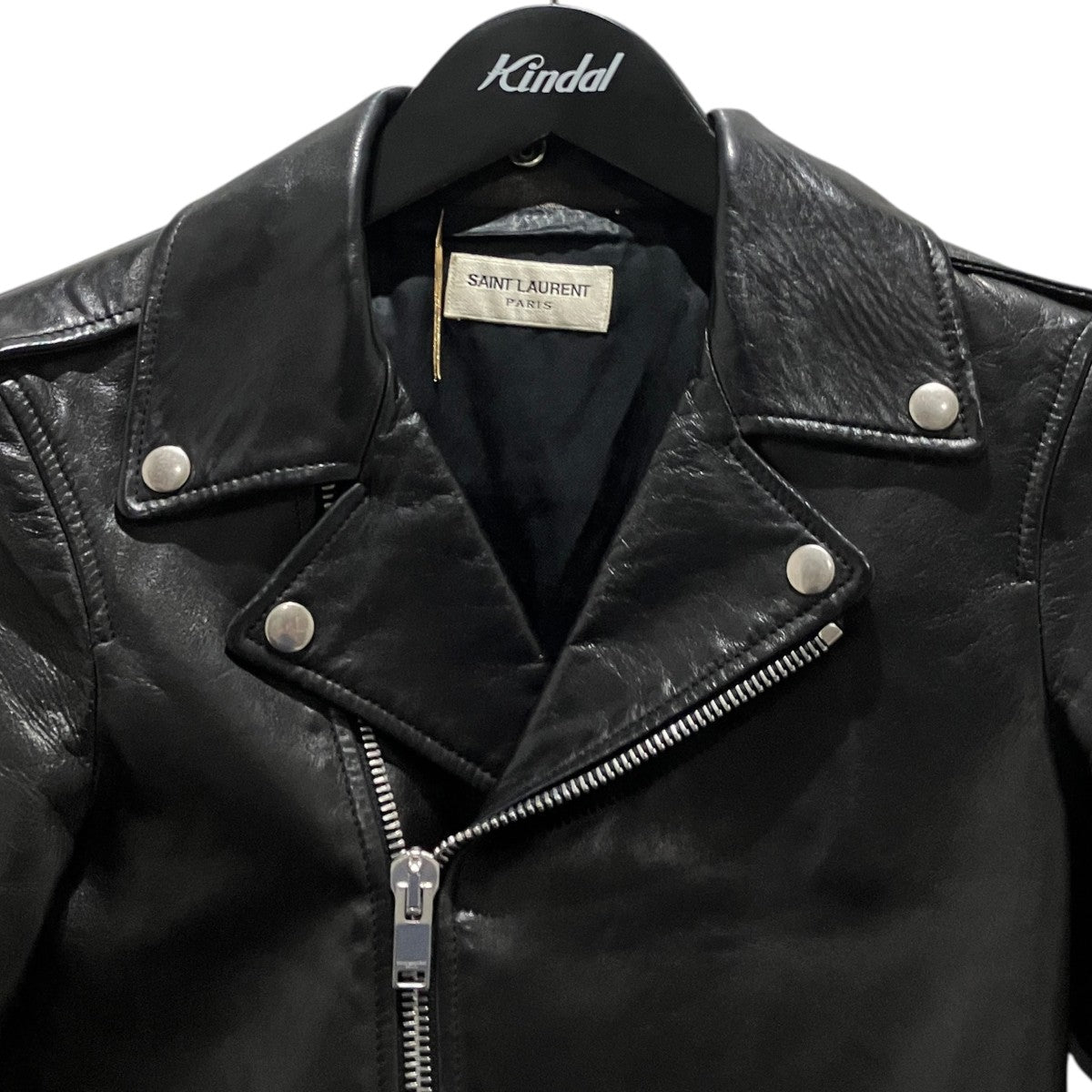 Saint Laurent Paris 短丈レザーライダースジャケット471464 Y5OA2 古着・中古-3枚目のアイテム画像