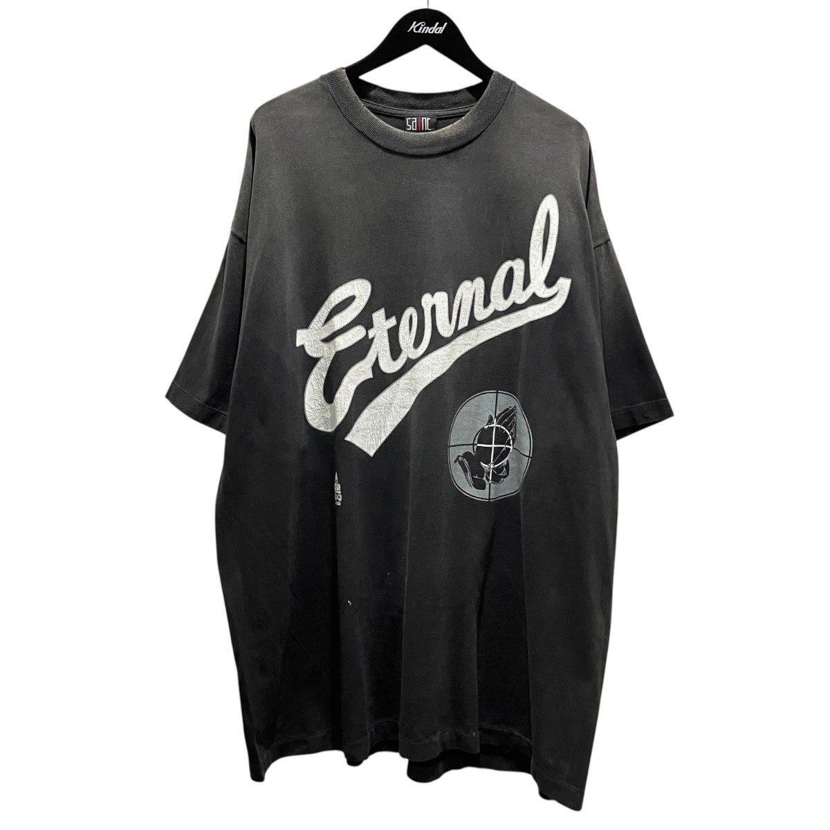 ダメージ加工半袖TシャツSM25S-HR8-C01-BK-OS