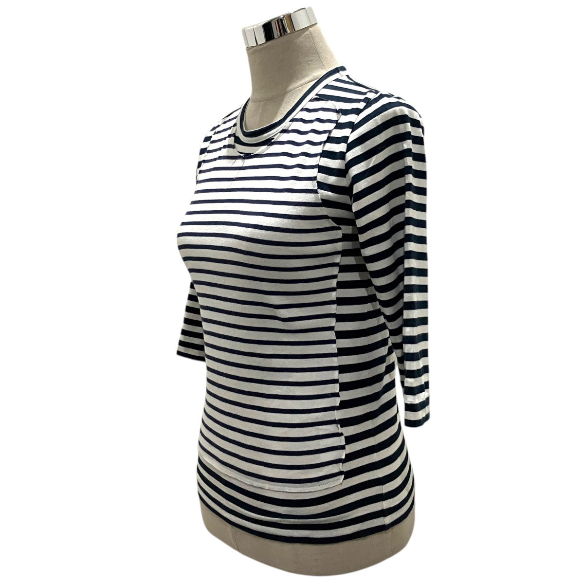 7分袖ボーダードッキングTシャツIK-T020
