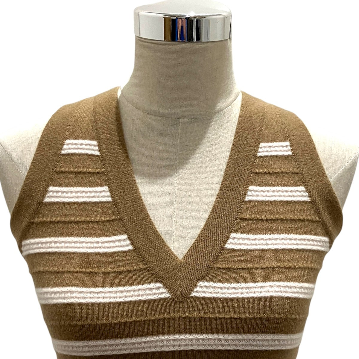 CHANEL UNIFORM クロップド ボーダーニット ブラウン CHANEL(シャネル) ボーダーニットベストP51680 K06662 P51680 K06662