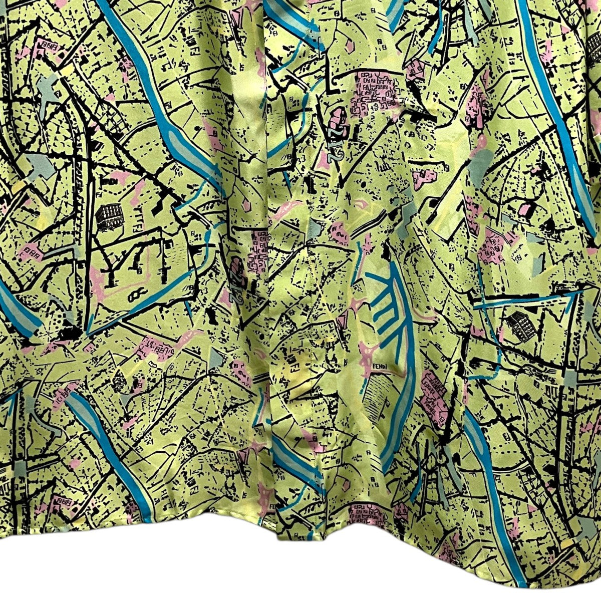 マッププリント総柄シルクシャツFS0795 AIAA