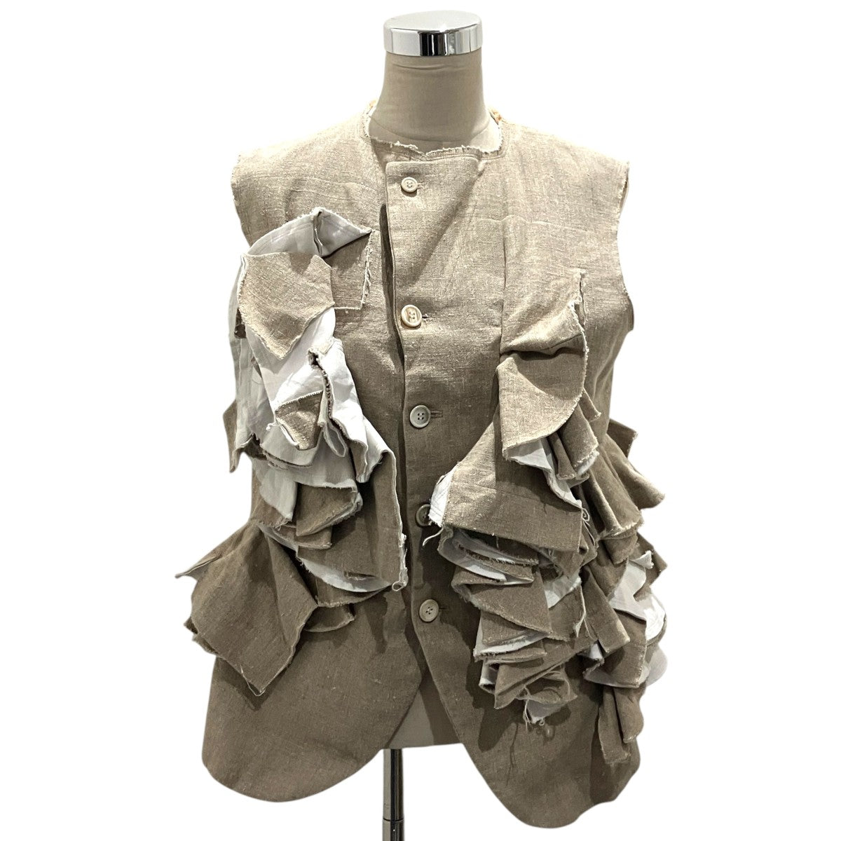 COMME des GARCONS 26SSリネンジュートフリルベストGQ-J015 古着・中古-1枚目のアイテム画像