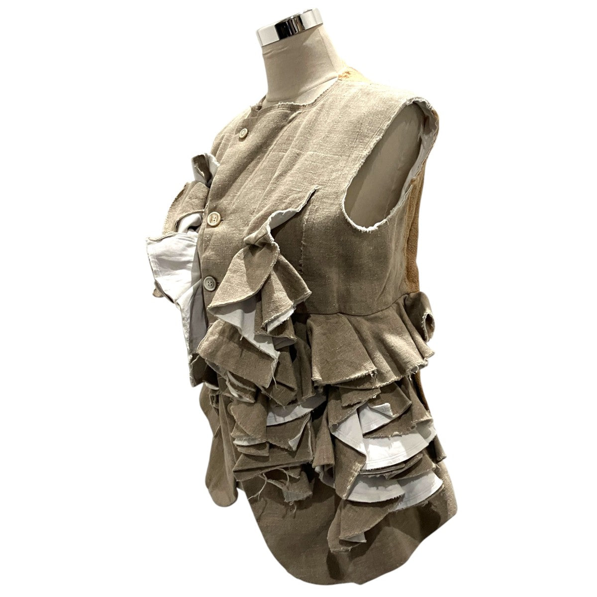 COMME des GARCONS 26SSリネンジュートフリルベストGQ-J015 古着・中古-3枚目のアイテム画像
