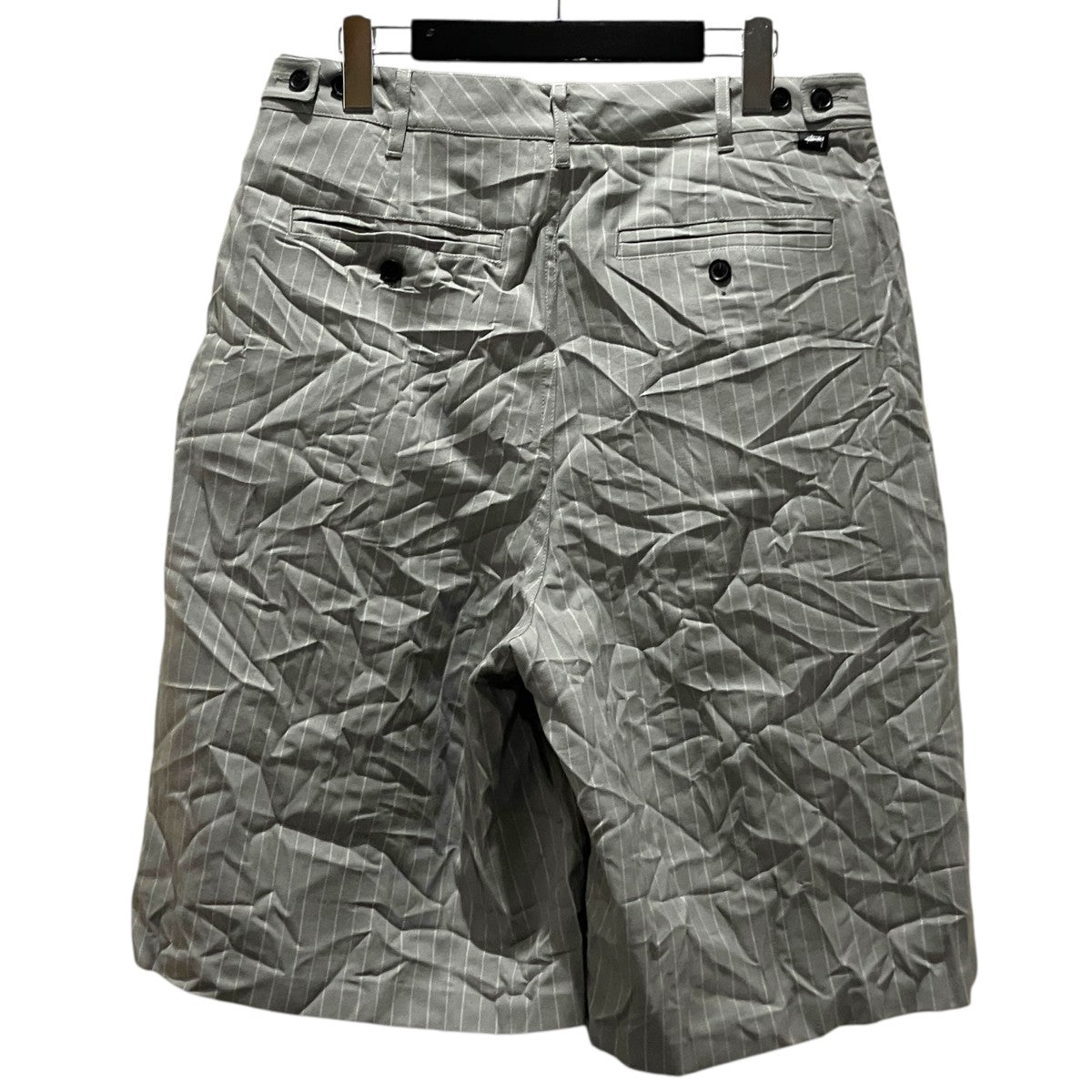 stussy 24SS【VOLUME PLEATED SHORT WRINKLED STRIPE】ストライプハーフパンツ112314 古着・中古-2枚目のアイテム画像