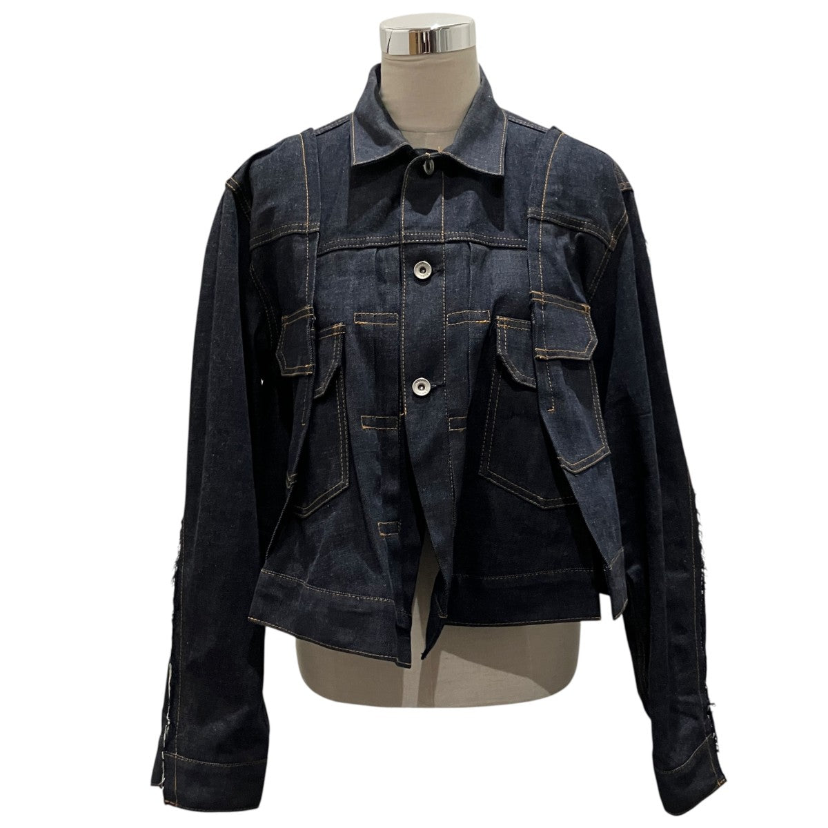 sacai 24AW立体スリット変形デニムジャケット24-07354 古着・中古-1枚目のアイテム画像