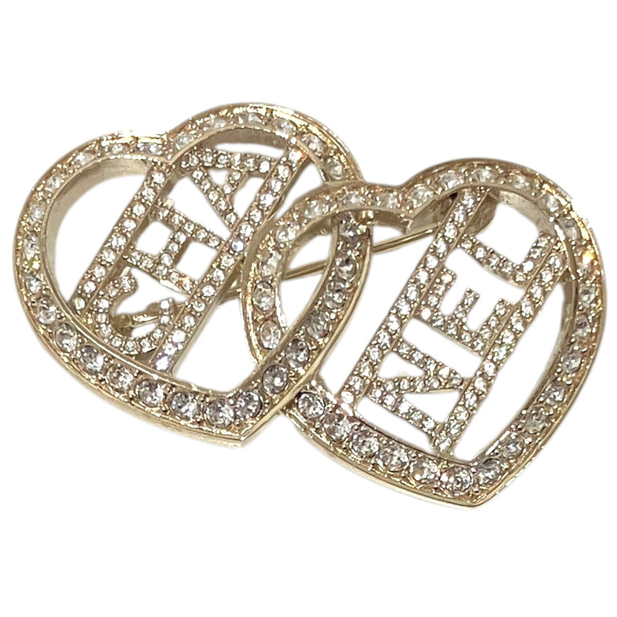 CHANEL C23B【ダブルハートロゴブローチ】ハートブローチ 古着・中古-1枚目のアイテム画像