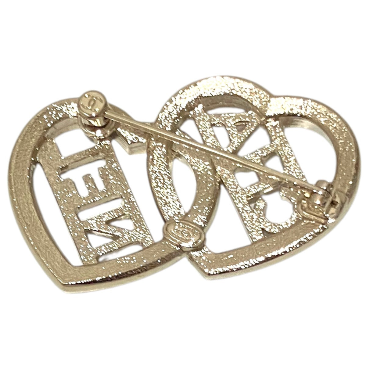 CHANEL C23B【ダブルハートロゴブローチ】ハートブローチ 古着・中古-2枚目のアイテム画像