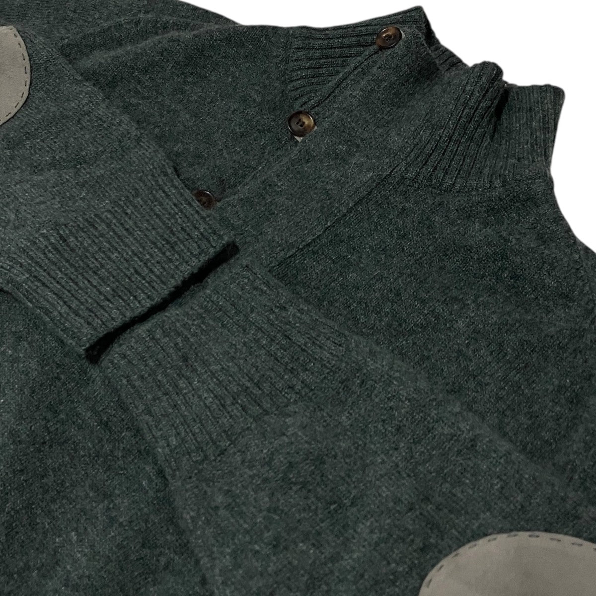 エルボーレザーパッチカシミヤウールニット