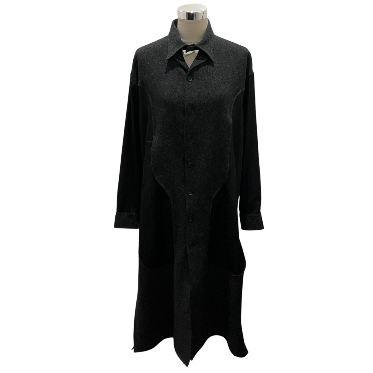 23AW【EMBROIDERY GUSSET SLV DRESS】バックプリントウールシャツワンピースFJ-D15-822
