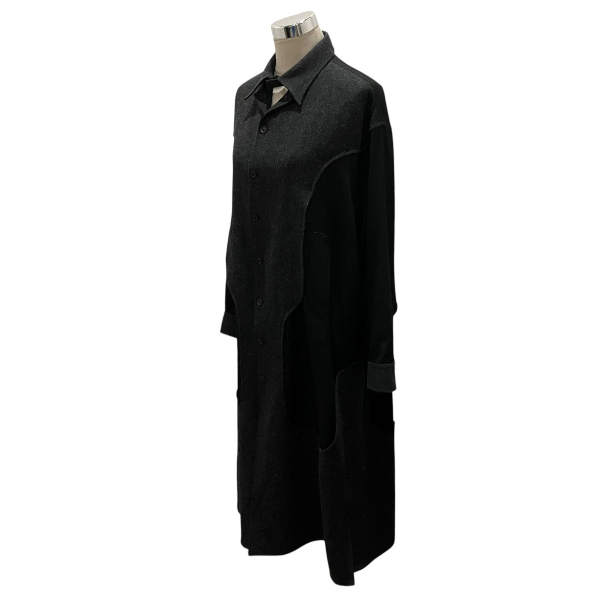23AW【EMBROIDERY GUSSET SLV DRESS】バックプリントウールシャツワンピースFJ-D15-822