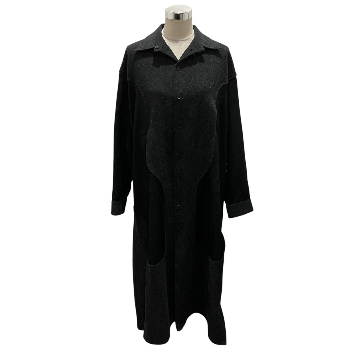 23AW【EMBROIDERY GUSSET SLV DRESS】バックプリントウールシャツワンピースFJ-D15-822