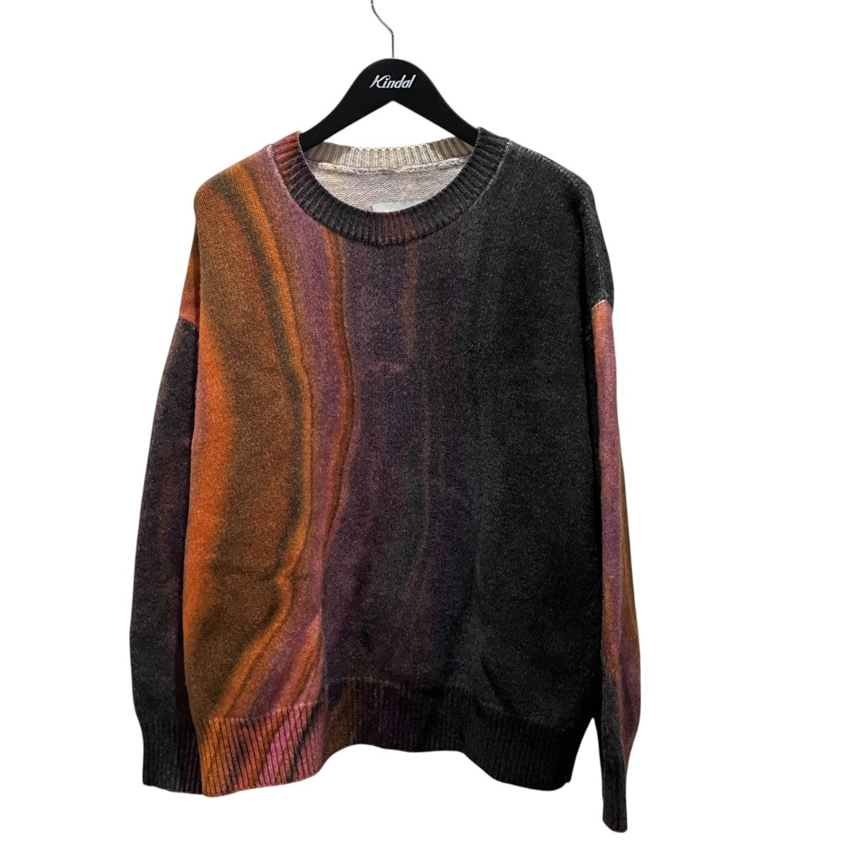 EXTRA FINE LAMBS PRINTED KNIT LS - ORANGEクルーネックニットST.712