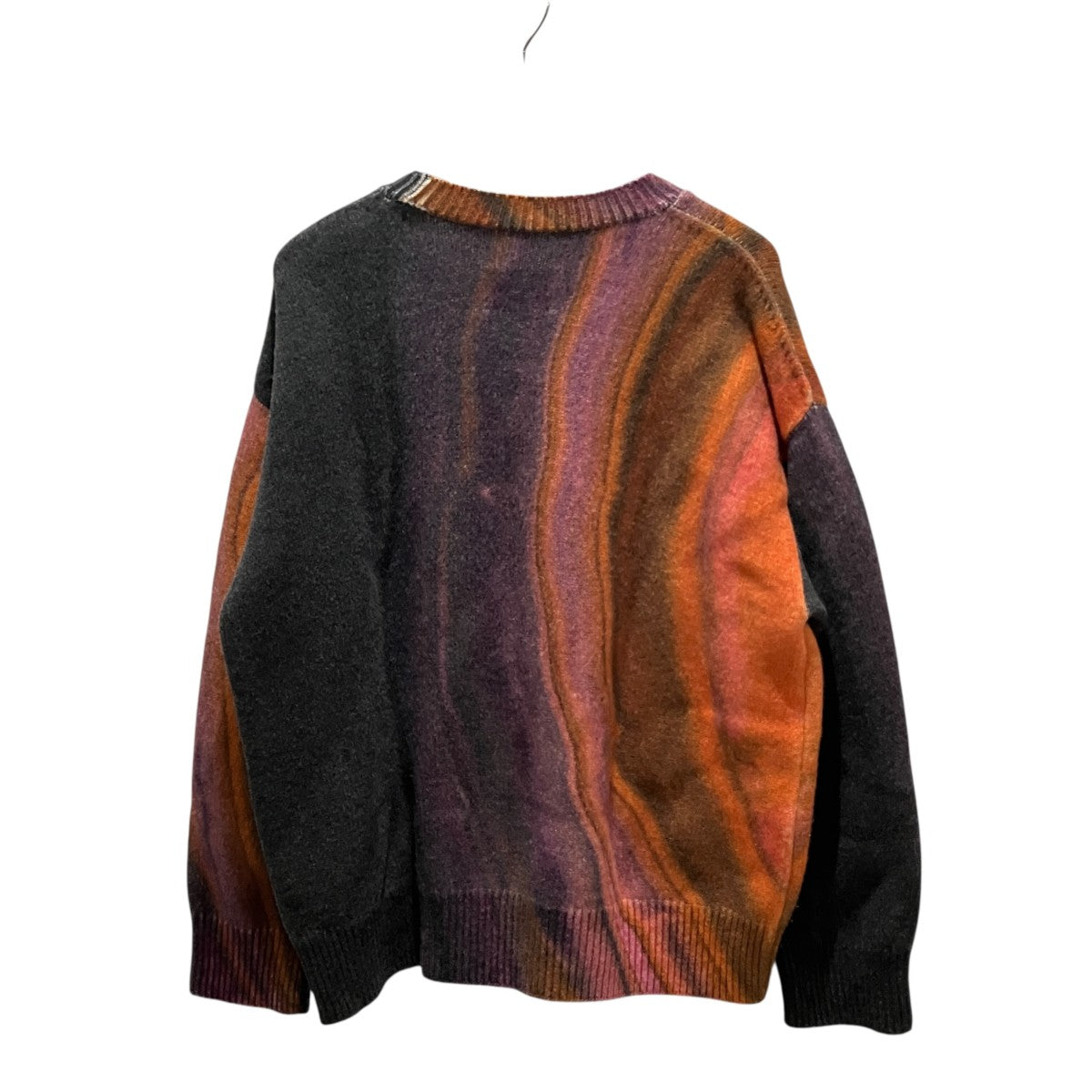 EXTRA FINE LAMBS PRINTED KNIT LS - ORANGEクルーネックニットST.712