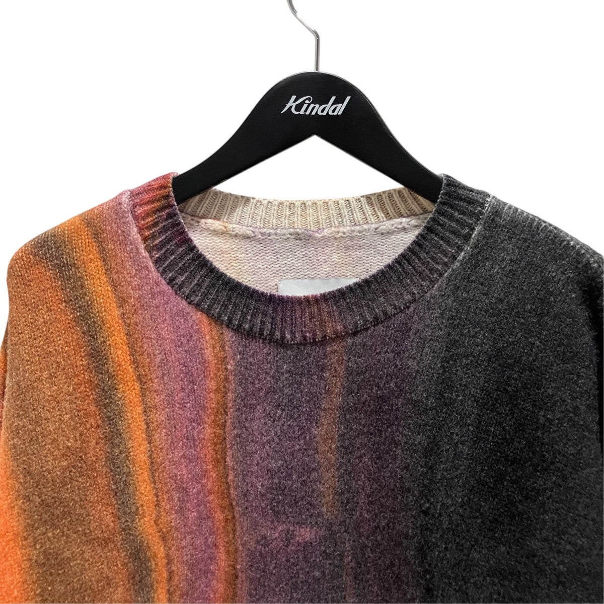 EXTRA FINE LAMBS PRINTED KNIT LS - ORANGEクルーネックニットST.712