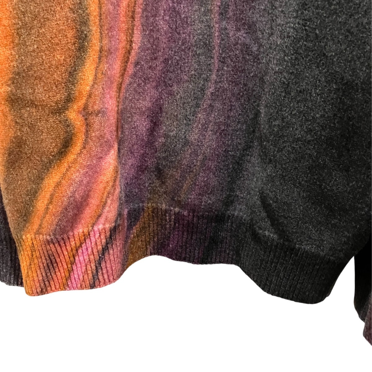 EXTRA FINE LAMBS PRINTED KNIT LS - ORANGEクルーネックニットST.712