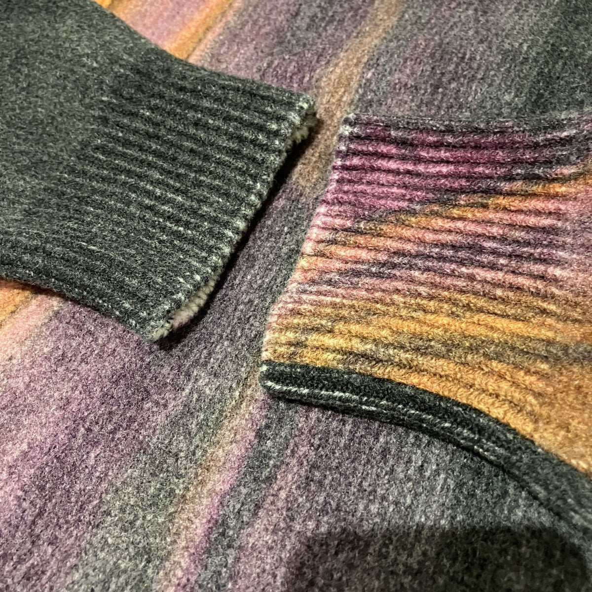 EXTRA FINE LAMBS PRINTED KNIT LS - ORANGEクルーネックニットST.712