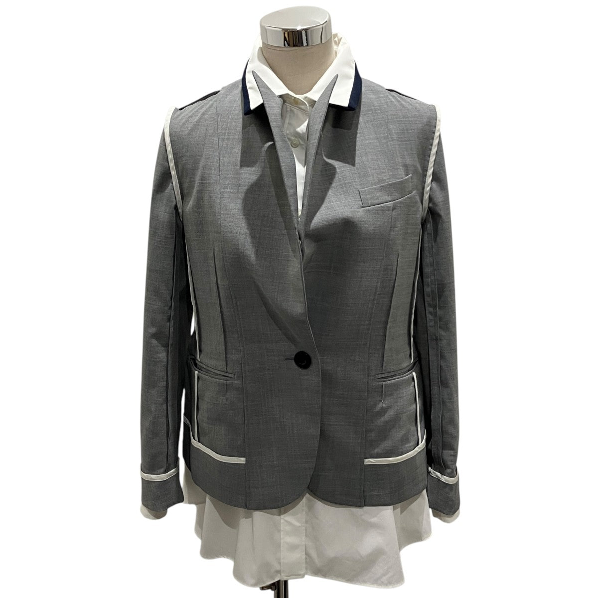 sacai ジャケットドッキングシャツ21-05647 古着・中古-1枚目のアイテム画像