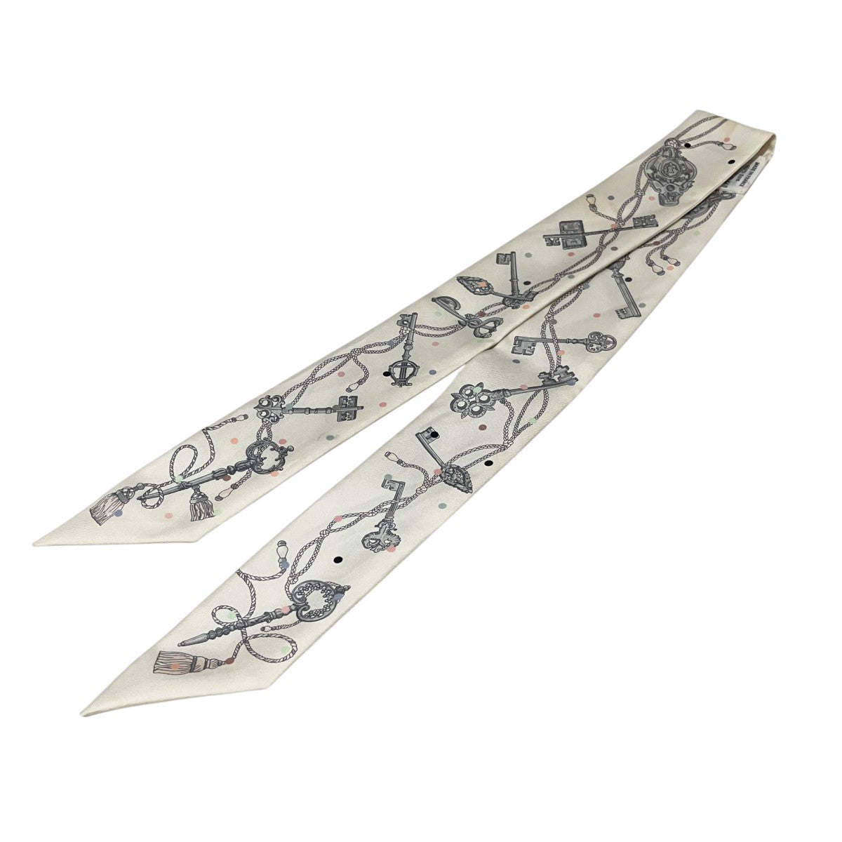 HERMES シルクスカーフ063871S ES CLES A POIS 古着・中古-2枚目のアイテム画像