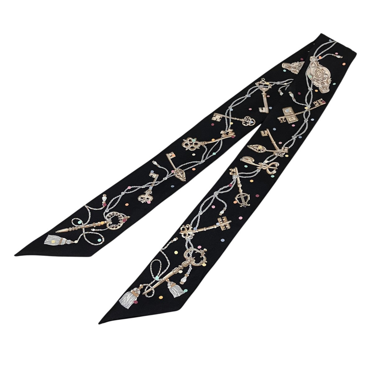 HERMES シルクスカーフES CLES A POIS 古着・中古-1枚目のアイテム画像